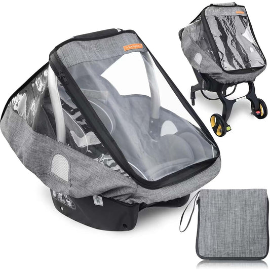 Infant Car Seat Rain Cover With Quick-Access Zipper And Vents