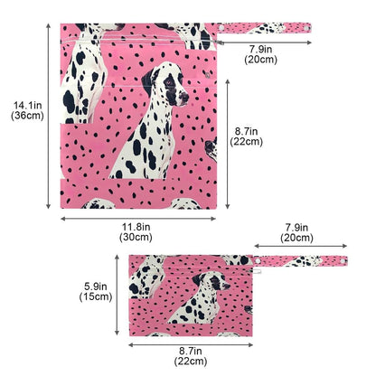 Dalmatian Dog Pattern Wet Dry Bag Set for Diaper & Travel Storage