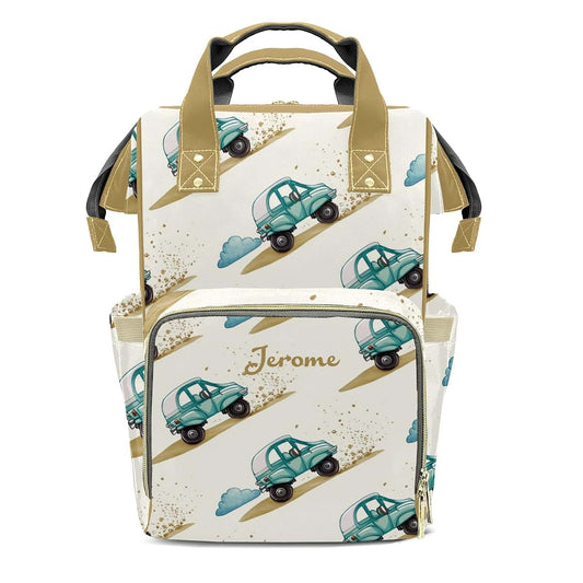YallLocoMo Custom Name Diaper Bag Backpack Gift Car Cartoon Ultimate Nappy Bag: Spacious, Waterproof & Perfect for