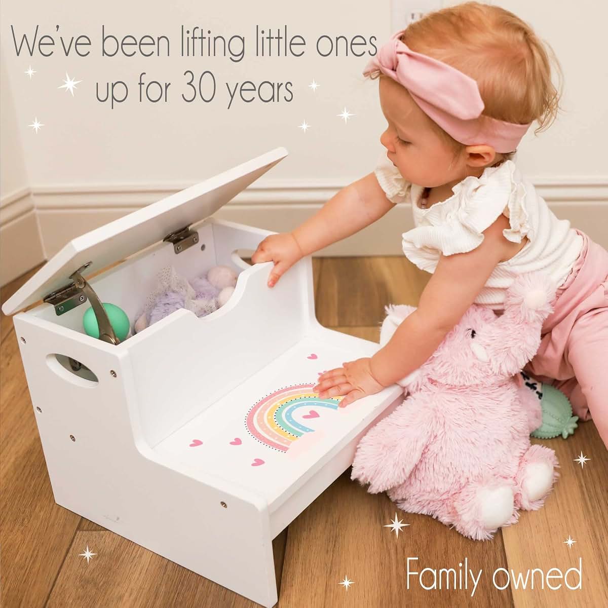 My Bambino Personalized Kids Step Stool | Boys Storage Step Stool (Western) | Custom Name Toddler Bathroom & Kitchen (photo 4)