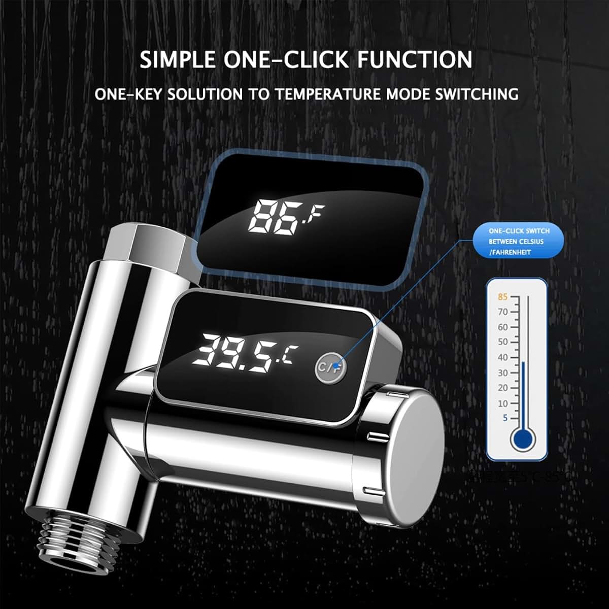 BINOXY Shower Thermometer Led Digital Display 5~85℃ Baby Bath Water Thermometer 360°Rotating Screen Celsius/Fahrenheit (photo 4)