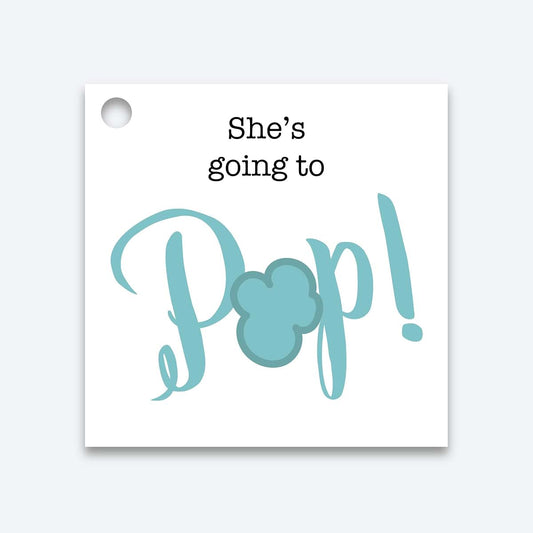 Orange Umbrella Co 24ct Going to Pop, Popcorn Favor Tags for Baby Showers and Sprinkles (SQ-368-3-AQ)