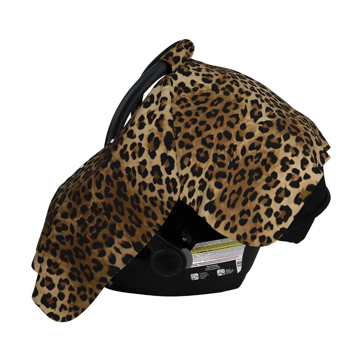 Wyibbaq Leopard Baby Car Seat Cover, 2-in-1 Nursing Cover & Canopy, 39x27.5 Inch Polyester