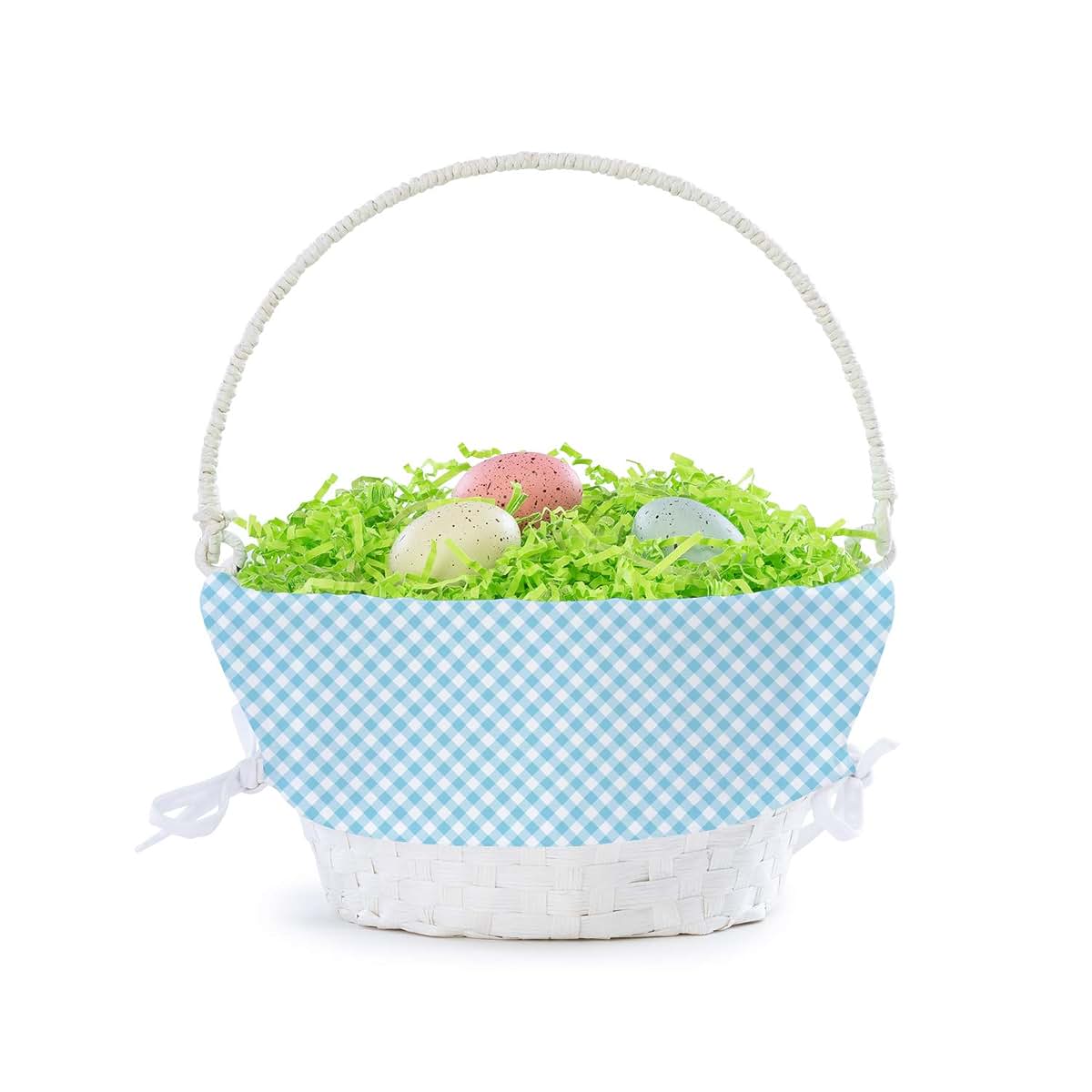 Personalized Planet Personalized Easter Egg Basket with Handle and Custom Name | Blue Gingham Easter Basket Liners (photo 4)