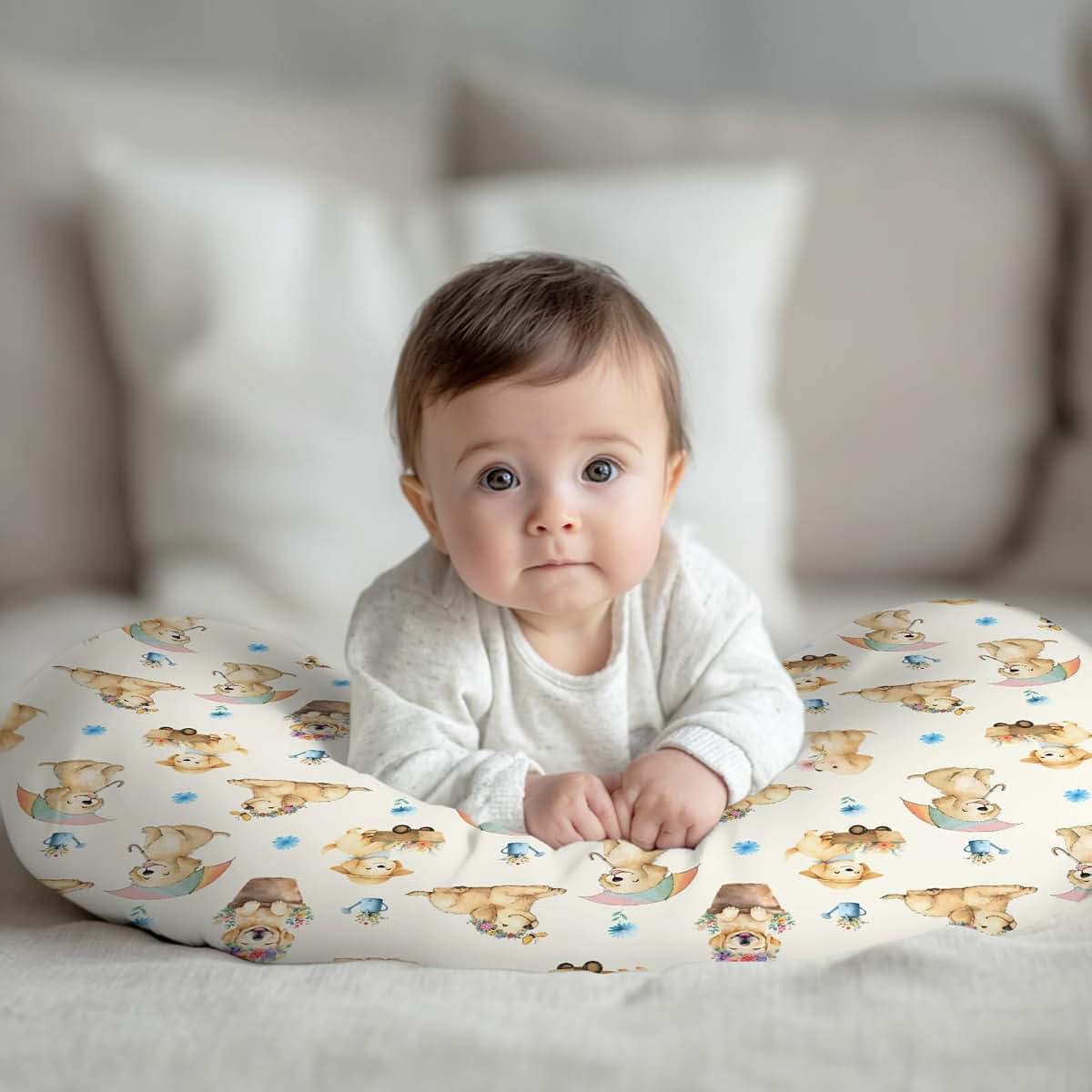 Wicbfdfv Nursing Pillow Cover In Cute Dogs Wildflowers Print (photo 3)