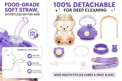 DegoCython Bear Cup | Large Capacity Kids Water Bottle with Handle