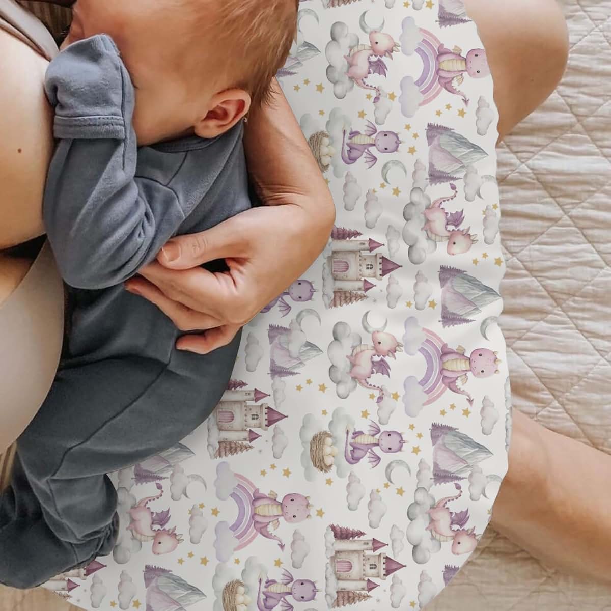 Selgkds Pink Dragon Nursing Pillow Cover, Soft Stretchy Fabric (photo 3)