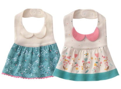 Gzmm Baby Girl's Princess Type Waterproof Bibs With Adjustable Snaps, 2 Pack