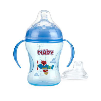 Nuby 3 Count Natural Touch 3 Stage Wide Neck Bottle-to-Cup