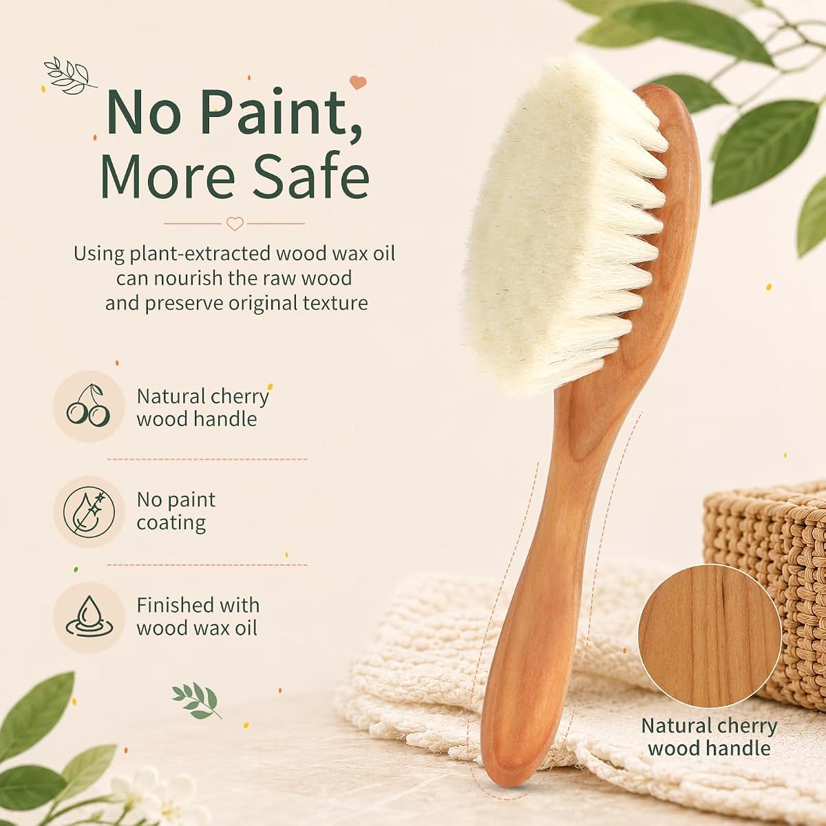 ÖkoStamm Cherry Wood Baby Hair Brush With Soft Goat Bristles