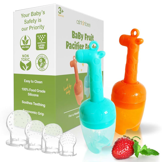 Ashtonbee Baby Fruit Feeder, Teething Pacifier for Fruits, Veggies, or Frozen Milk, Food-Grade Silicone Teethers for