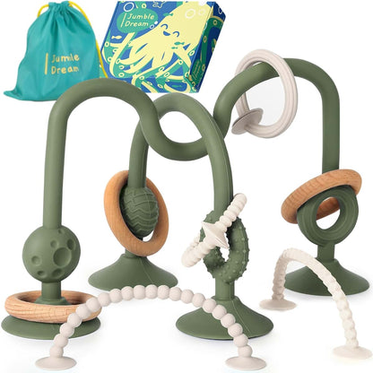 Jumble Dream Jumble Jangle Baby Teether – Suction Toy & High Chair Toy, Green