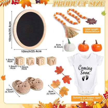 Canlierr 17-Piece Fall Pregnancy Announcement Set with Letter Board and Bodysuit