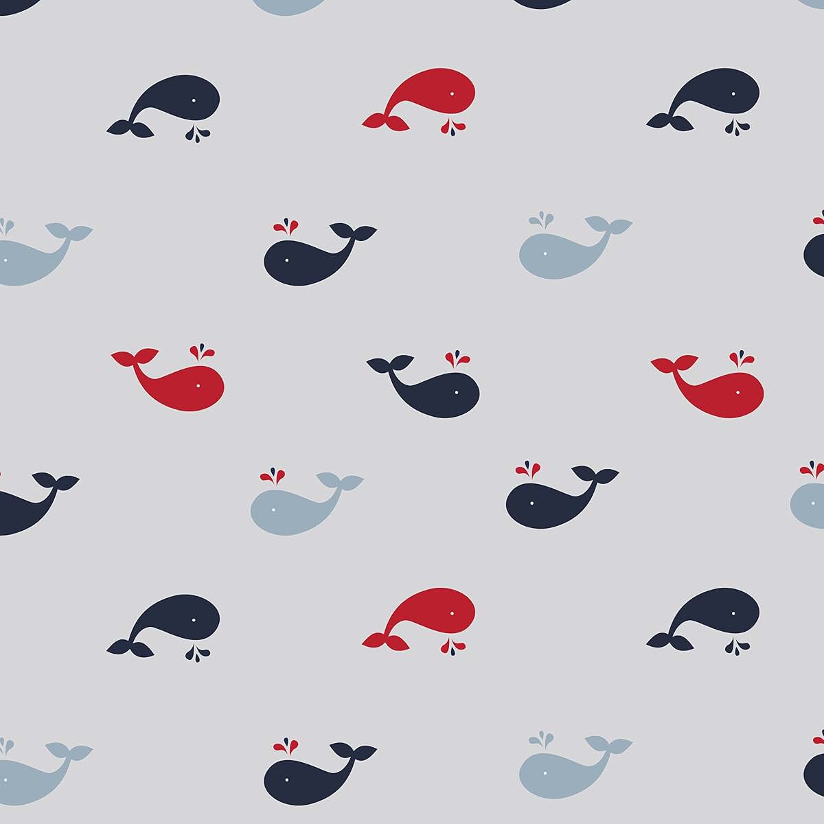 Bacati - Little Sailor Muslin 2 Pc Security Blankets (Boats/Whales - Navy/Red) (photo 2)