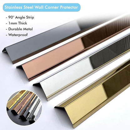 HOBGSL 3 Pcs Wall Corner Guard Stainless Steel, Self Adhesive Wallpapers Corner Protector Strips/ Peel and Stick Edge (photo 4)