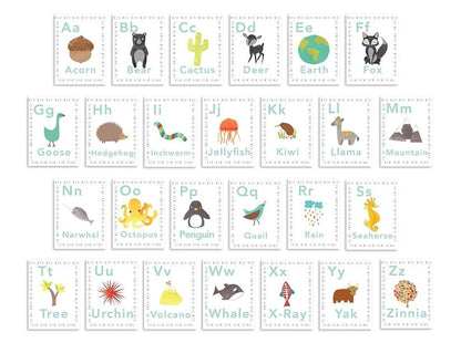 Children Inspire Design English Alphabet 08x10 Wall Cards, Nature Themed Nursery Decor