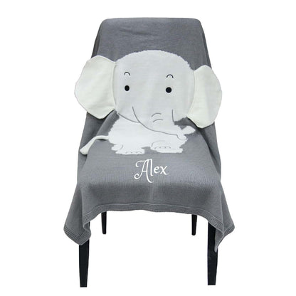 Dream Embroidery Personalized Baby Blanket Cotton Knit Blanket Grey Bunny Custom Monogram Embroidered Gift Baby Shower (photo 2)