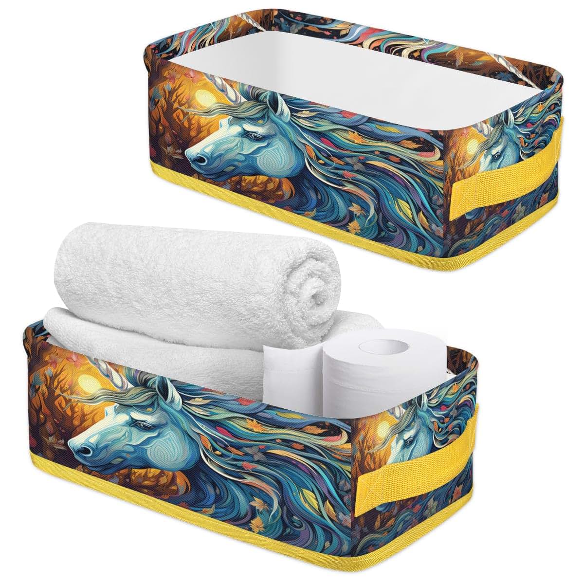 ModaQua Unicorn Leaf Warmth Bathroom Storage Basket