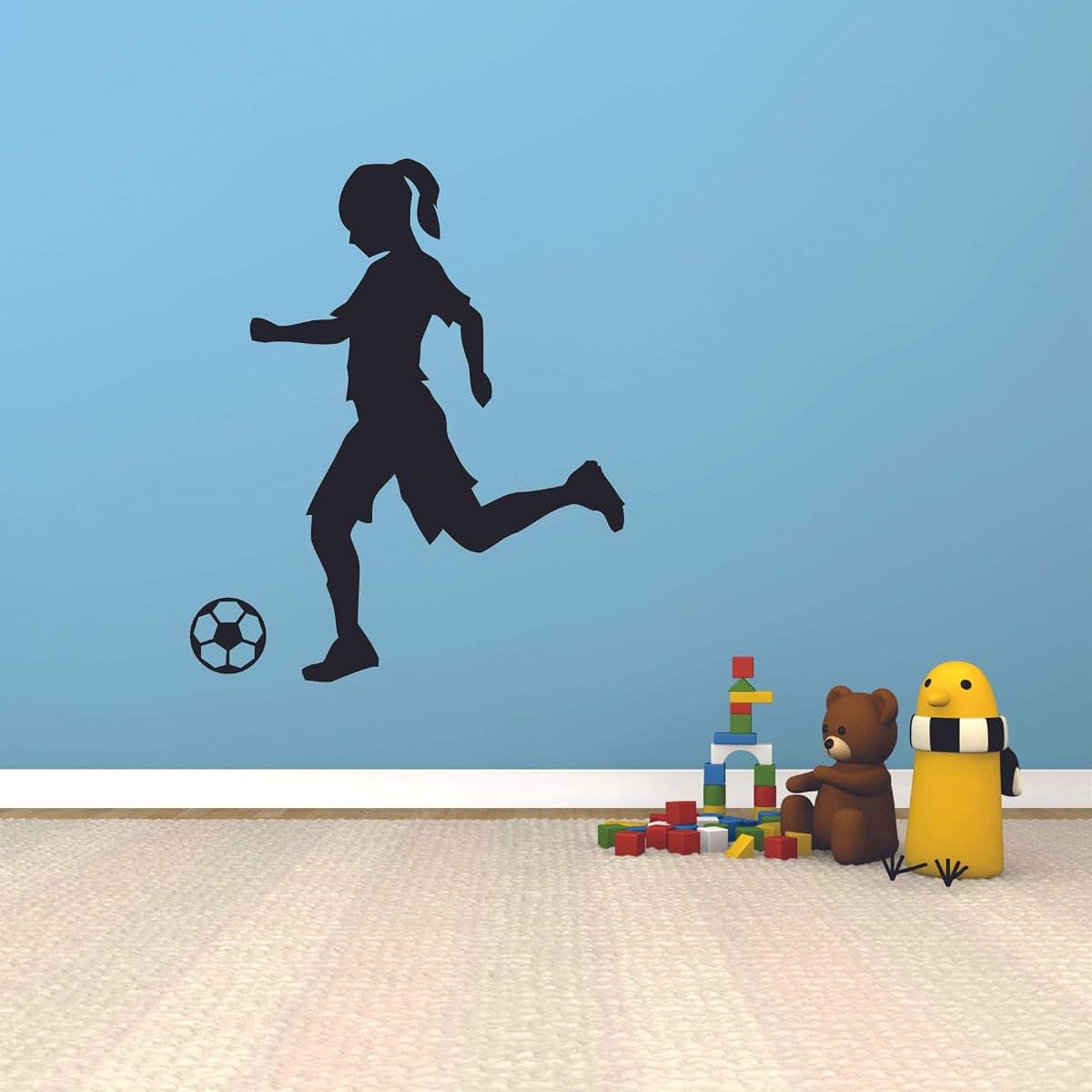 All Things Valuable Soccer Player Teen With Ball - Soccer Wall Sticker for Boys/Girls Nursery Bedroom Kids Children