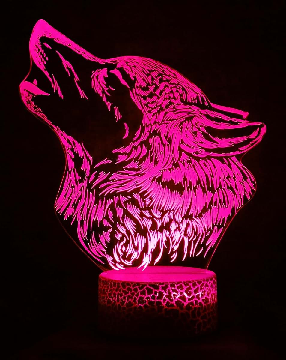 Jinnwell 3D Wolf Night Light With 16 Color Changing Modes (photo 2)