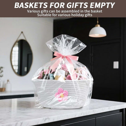 Esme L&H Basket for Gifts, Gift Basket Empty & Ribbon, Large Cap Basket 12x9x6 (photo 4)