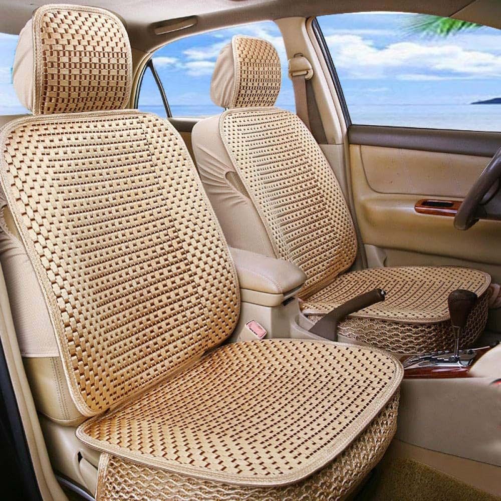 BabyOneStop Ice Silk Car Seat Cushion Hand-Woven Front Seat Cover Gold