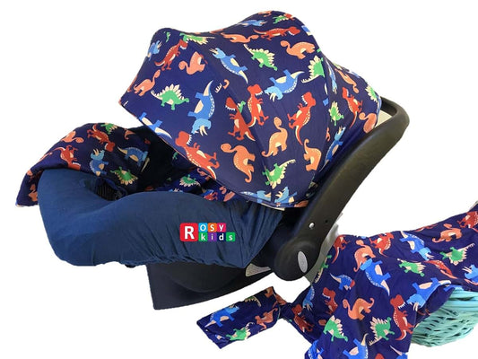 Rosy Kids 9-Piece Infant Car Seat Cover Set With Dinosaur Print