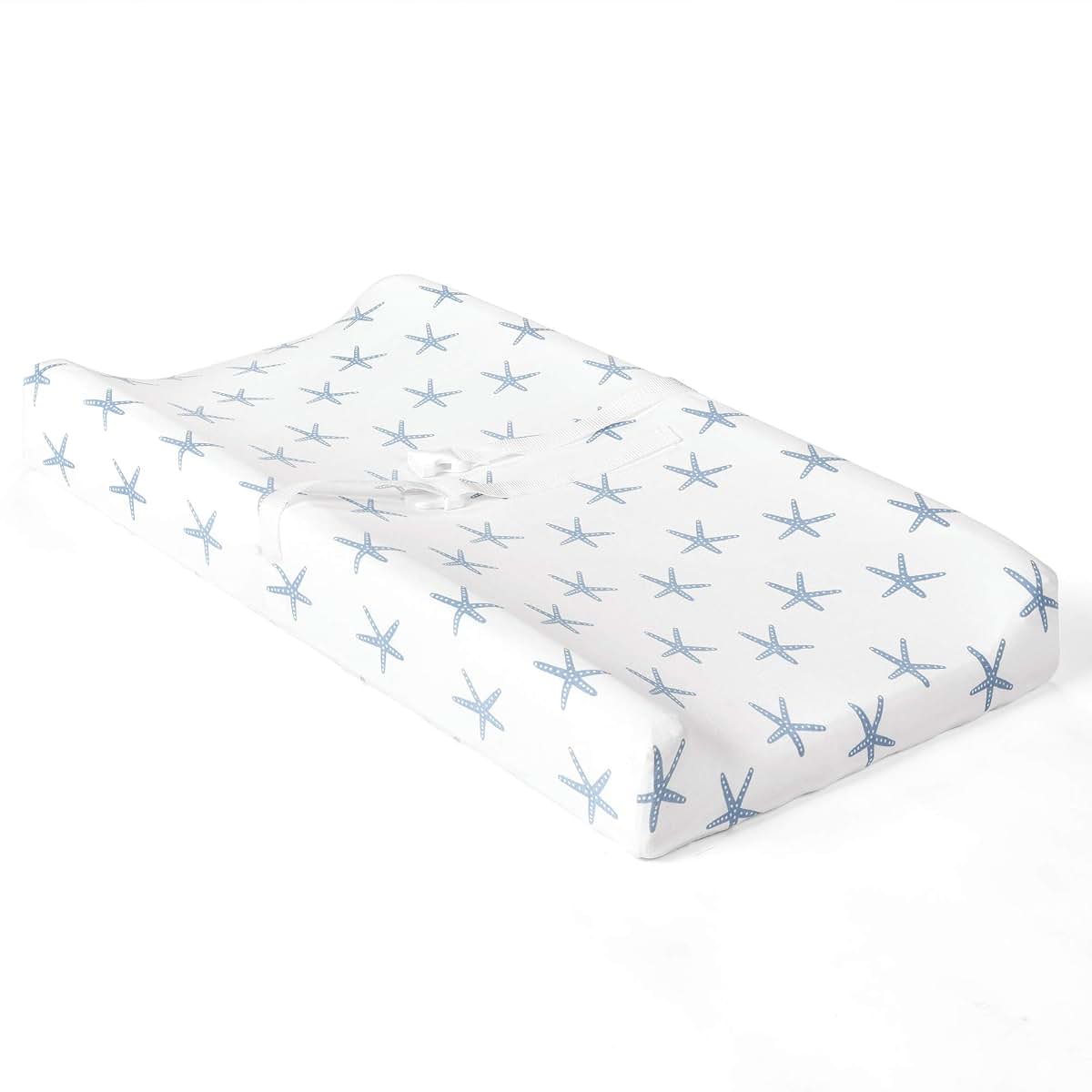 Lush Decor Baby Seaside Starfish Organic Cotton 2 Pack Changing Pad Cover, Blue (photo 3)