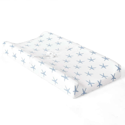 Lush Decor Baby Seaside Starfish Organic Cotton 2 Pack Changing Pad Cover, Blue (photo 3)