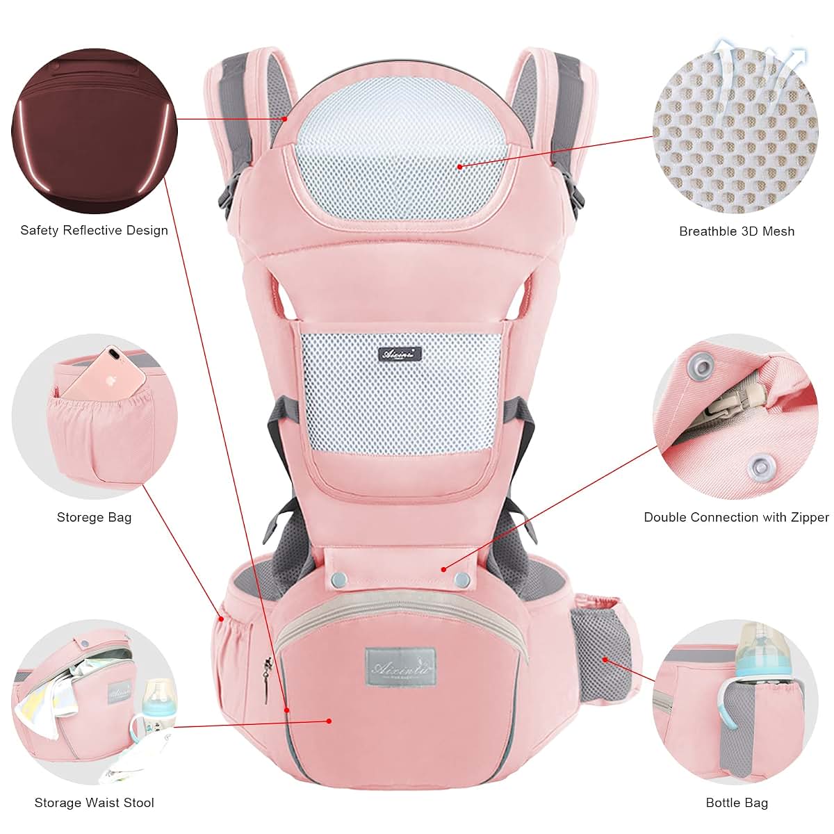 Ocanoiy Baby Carrier with Hip Seat for Toddlers and Newborns