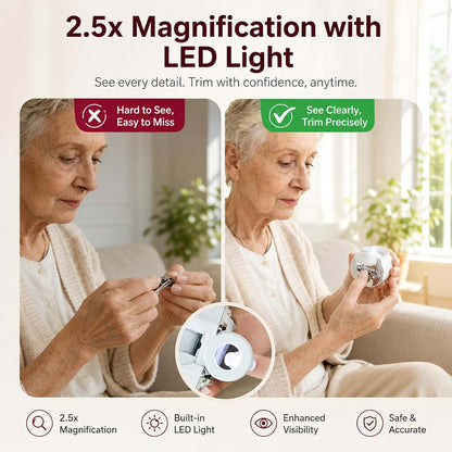 Electric Nail Clipper With Magnifier, LED Light, 3 Speeds