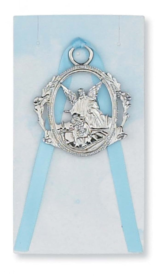 KeegansCatholicTreasures Blue Guardian Angel Crib Medal For Boys