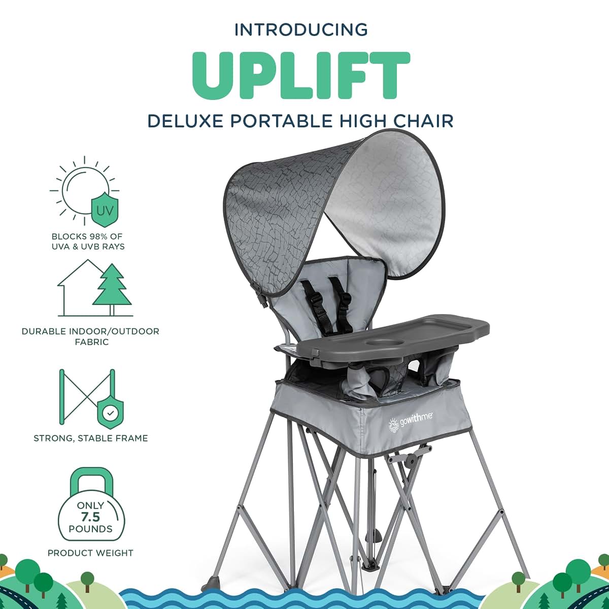 Uplift Deluxe Portable High Chair for Indoor and Outdoor Use