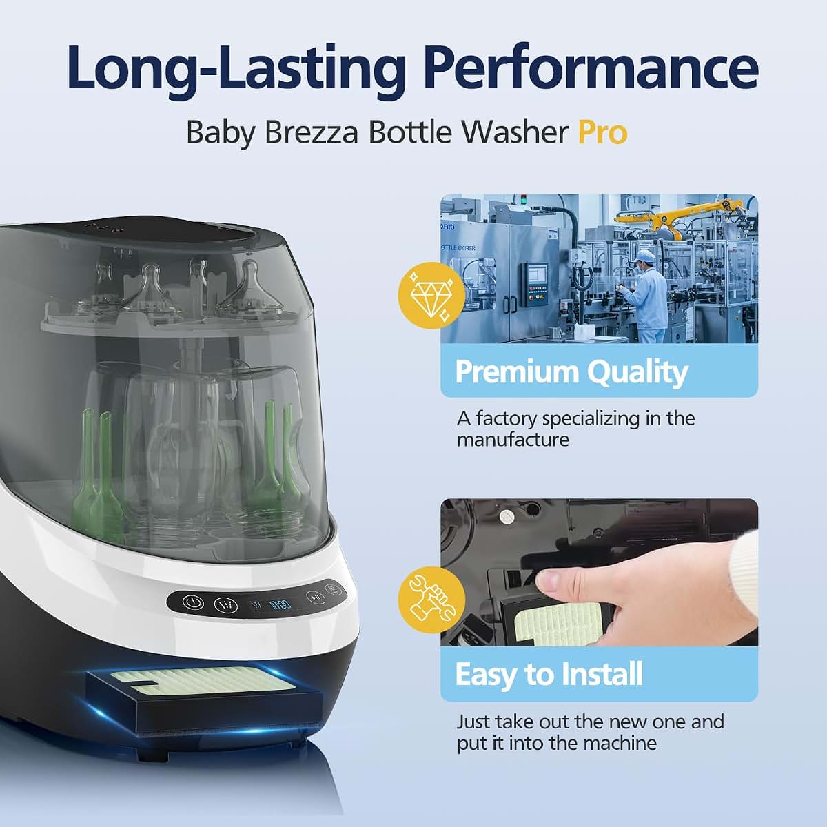 Baby Brezza Baby Bottle Washer Pro HEPA Filter Replacement 4 Pack