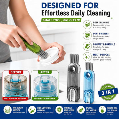 3-in-1 Multi-Function Detail Cleaning Brush for Bottles, Keyboards & Gaps