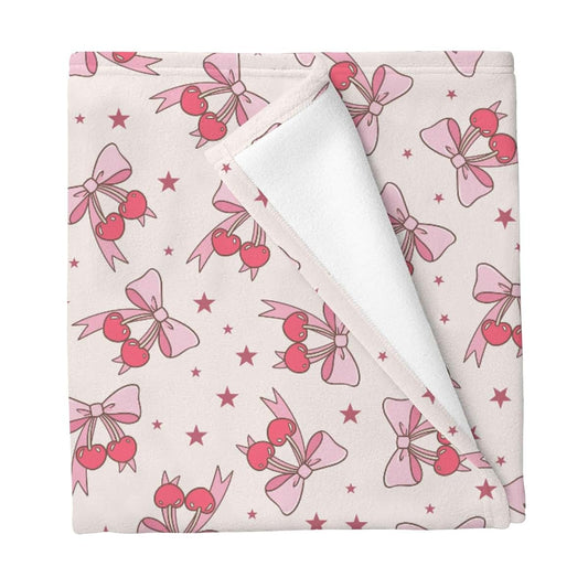 Cstdyfrv Pink Cherry Bows Baby Blankets for Boys Girls Cute Cherries Bows Stars Soft Cozy Infant Toddler Newborn