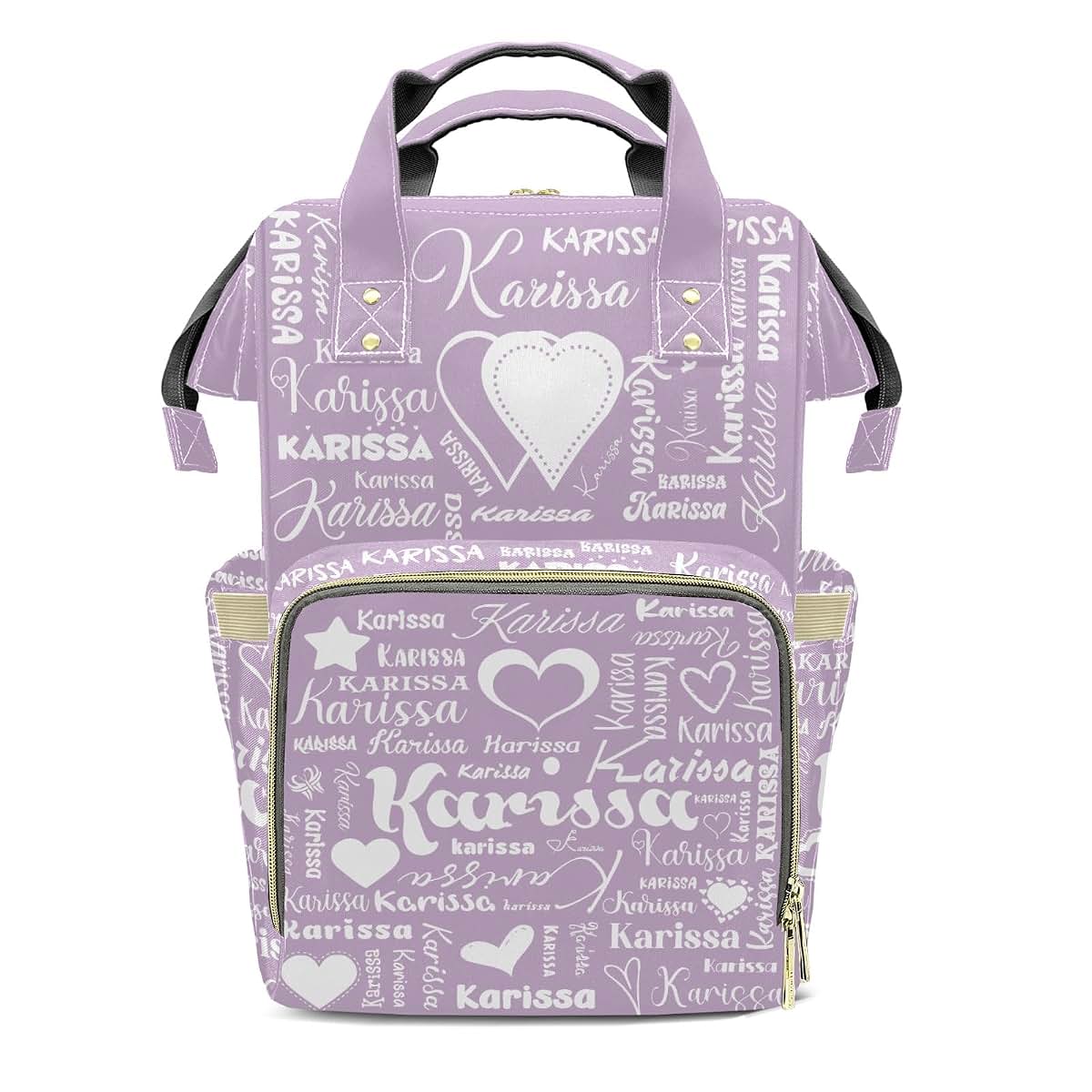 YallLocoMo Personalized Diaper Bag Backpack Gift Heart Name Lettering Monogram Purple Large Capacity Nappy Bag: