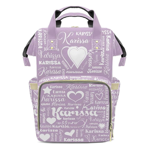 YallLocoMo Personalized Diaper Bag Backpack Gift Heart Name Lettering Monogram Purple Large Capacity Nappy Bag: