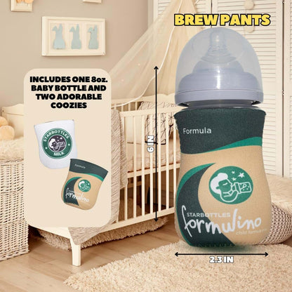 Brew Pants Coffee Themed Coozies for Baby Bottles - Funny Gift for New Parents & Baby Showers - (2 Premium Designed (photo 2)