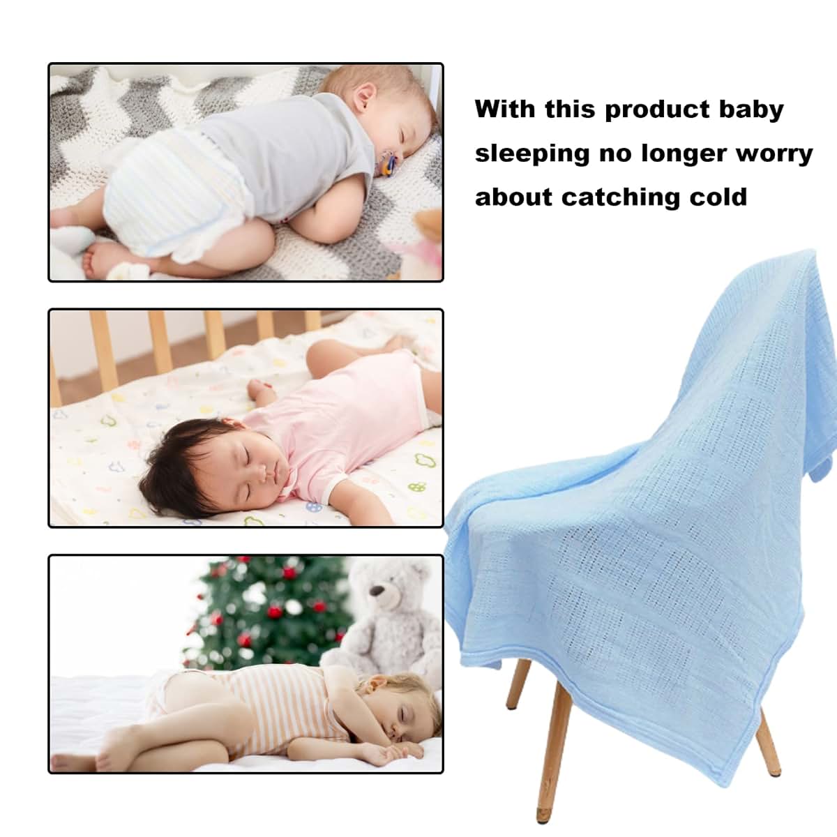 Yeory Cellular Blankets Baby Extra Soft Breathable Cotton Blankets Light Weight Sleeping Blanket Machine Washable for (photo 3)