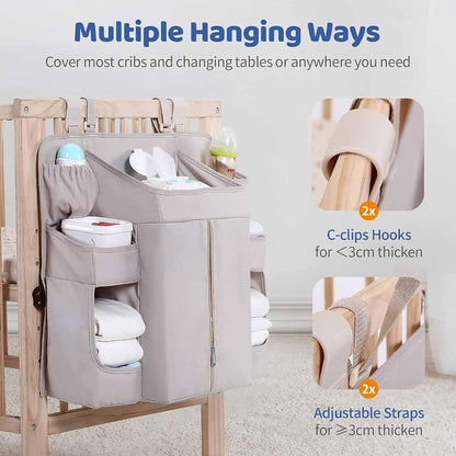 Diaper Organizer For Cribs And Changing Table With Adjustable Straps
