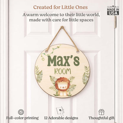 SugoiDesign Personalized Safari Kids Door Sign Custom Name Plaque