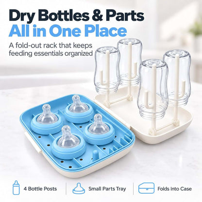 ZAWOW 7-in-1 Baby Bottle Brush Set with Drying Rack, Home & Travel, Blue (photo 4)