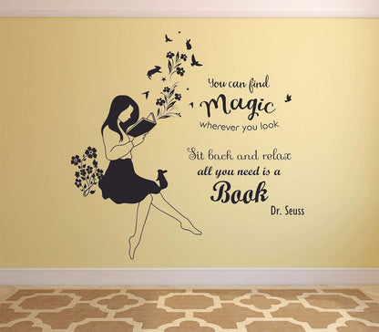 All Things Valuable Reading Books Motivation Quotes Wall Sticker Vinyl Decal