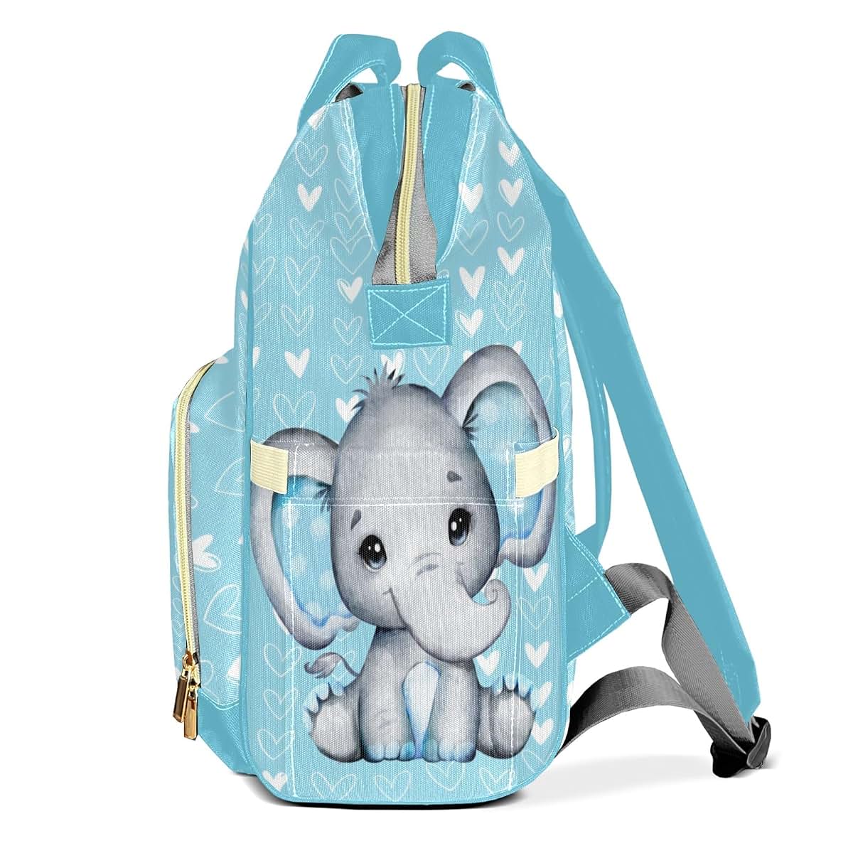 Joyestore Personalized Elephant Blue Custom Mom Bag with Name,Dad and Mom Diaper Backpack Waterproof Baby Shower for (photo 3)