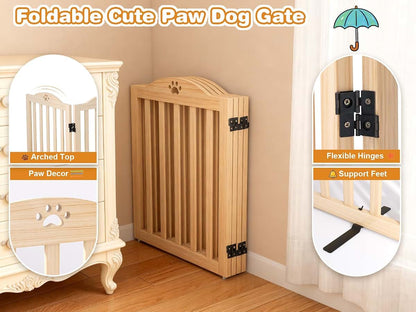 Oapety Freestanding 4-Panel Wooden Pet Gate, 23.6" Tall