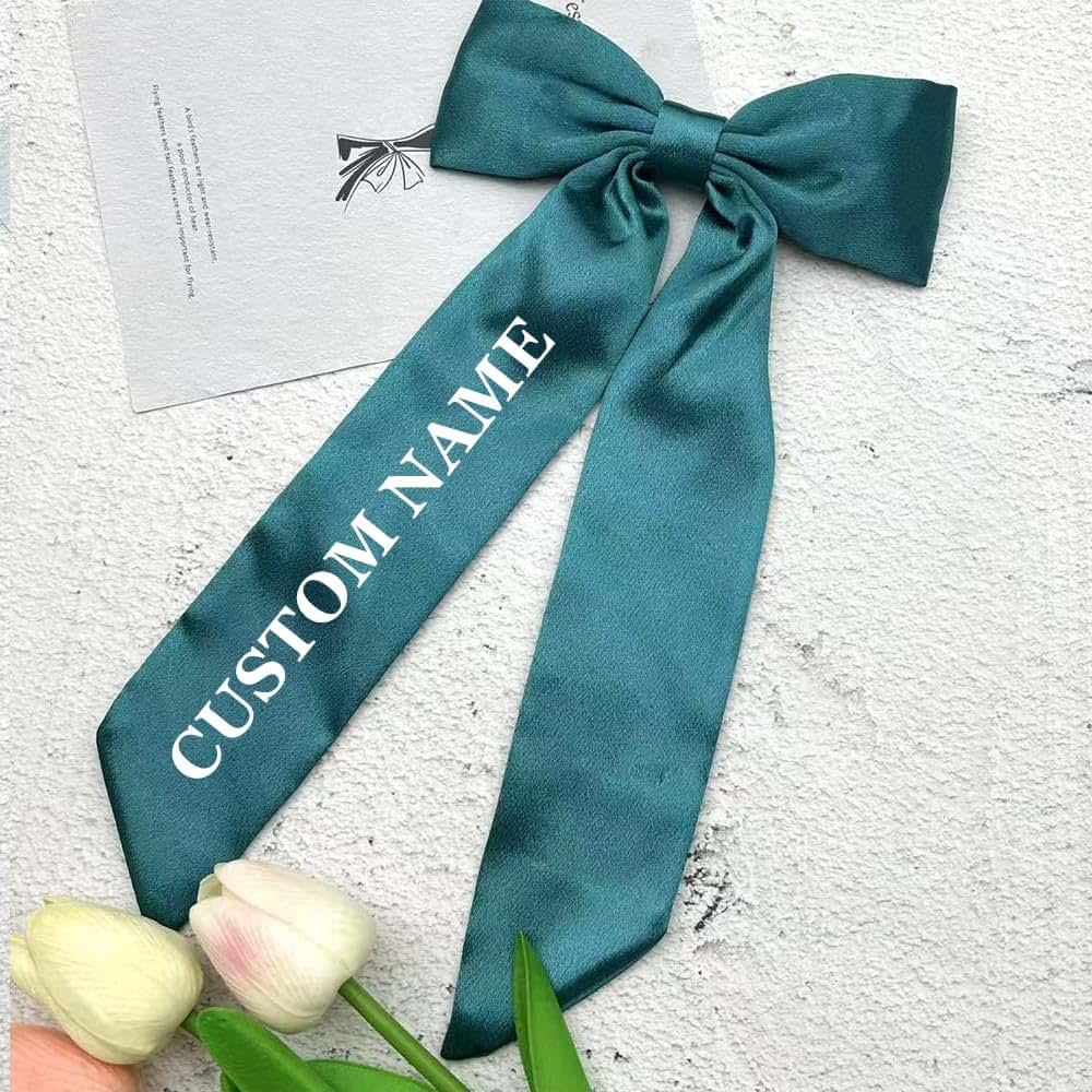 PPETAUL Personalized Bow Hair Clip - Custom Name Satin Hair Bow (photo 4)