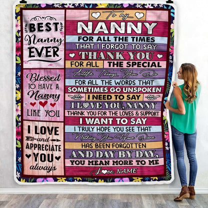 TeesNow Personalized Nanny Blanket from Kids Thank You for The Love Nanny (30 x 40 in Baby Size) (photo 3)
