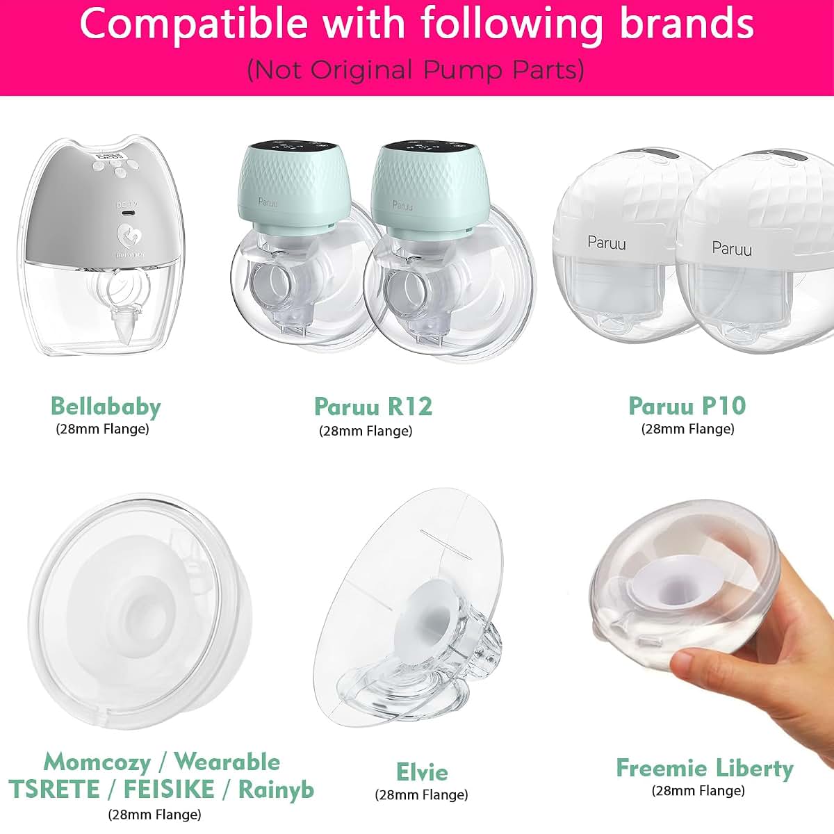 LOZAEVE 25mm Silicone Flange Inserts for Spectra Medela Momcozy Elvie, 2 Pack