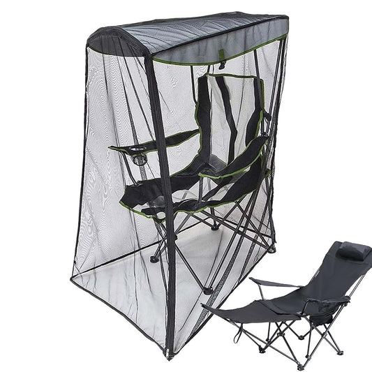 Tanxier Camping Chair Mosquito Net, Polyester Mesh with Zippered Door, Waterproof Roof